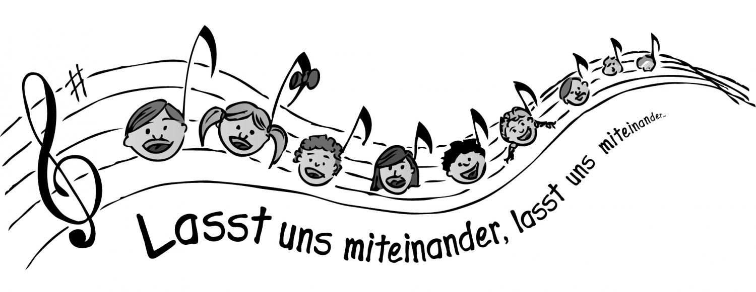 Kirchenmusik ökumenisches Singen (c) 6397_kinderchor_koepfe_grau Pfarrbriefservice 2022