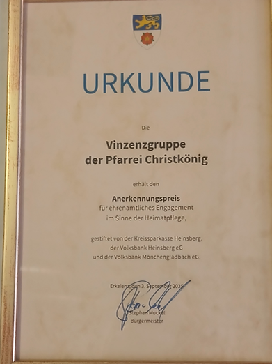 Urkunde Vinzenzgruppe